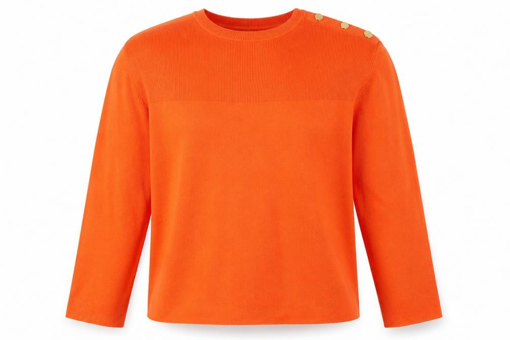 Marks and Spencer Womens Orange M Crew Neck Button Shoulder Jumper