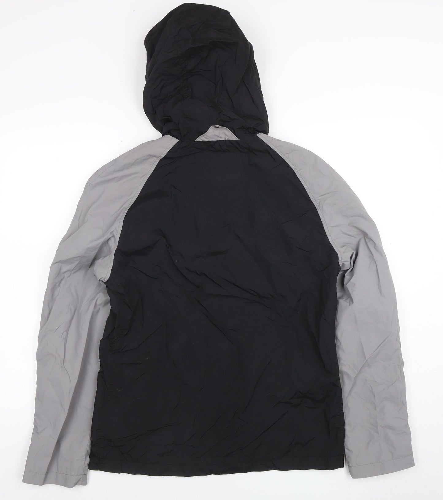 Rhino Rugby Black Label Men’s Black Grey Hooded Windbreaker Jacket Size S