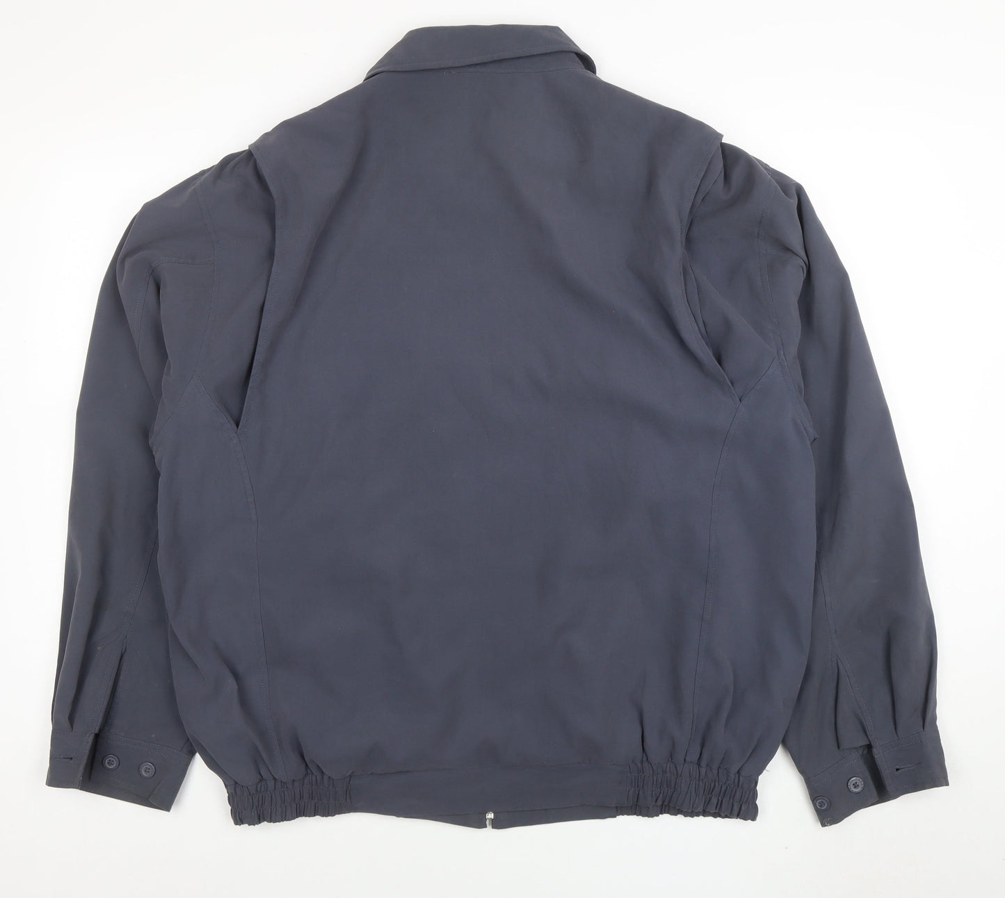 Farah Men's Blue Bomber Jacket L Zip Pockets Casual Elastic Waist