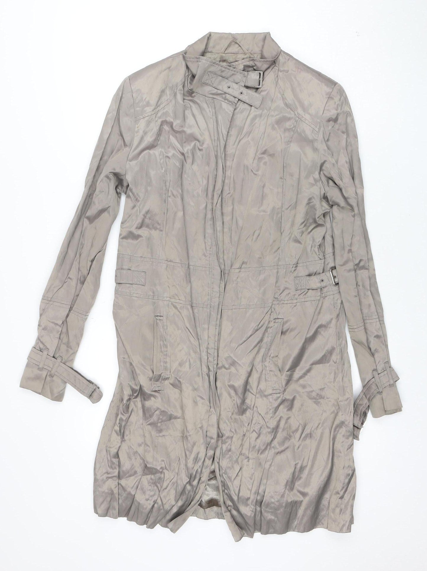 Lakeland Women’s Beige Trench Coat Size M Belted Long Lined Stylish
