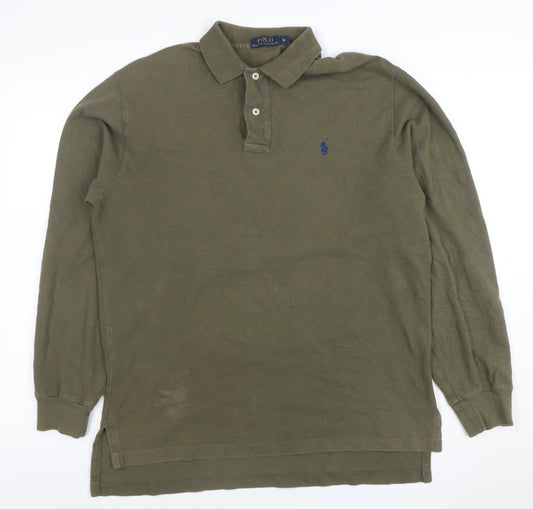 Ralph Lauren Men's Green Long Sleeve Cotton Polo Shirt Size M