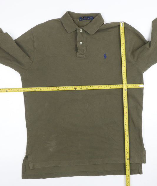 Ralph Lauren Men's Green Long Sleeve Cotton Polo Shirt Size M