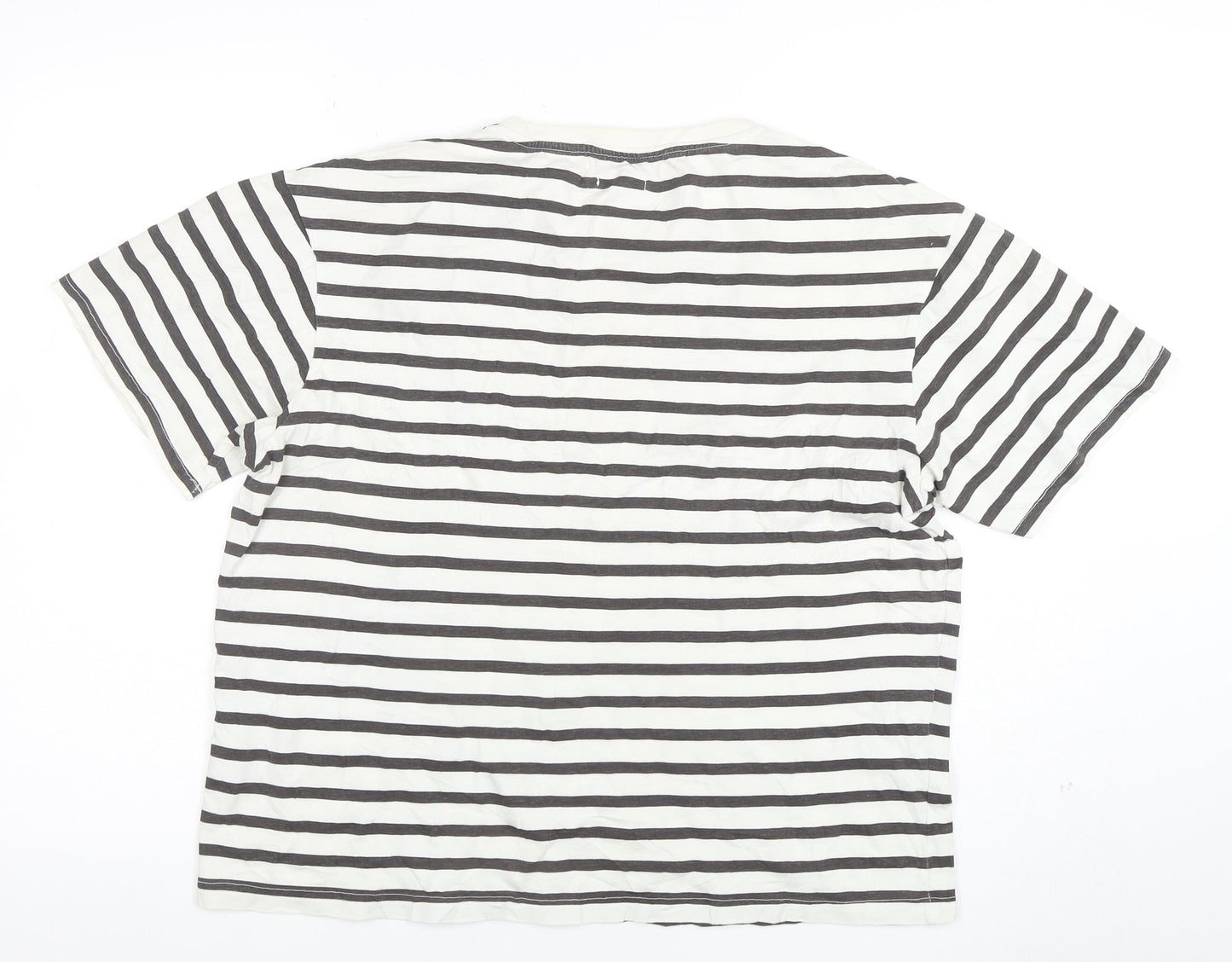 Another Influence Womens White Striped Cotton T-Shirt Size M