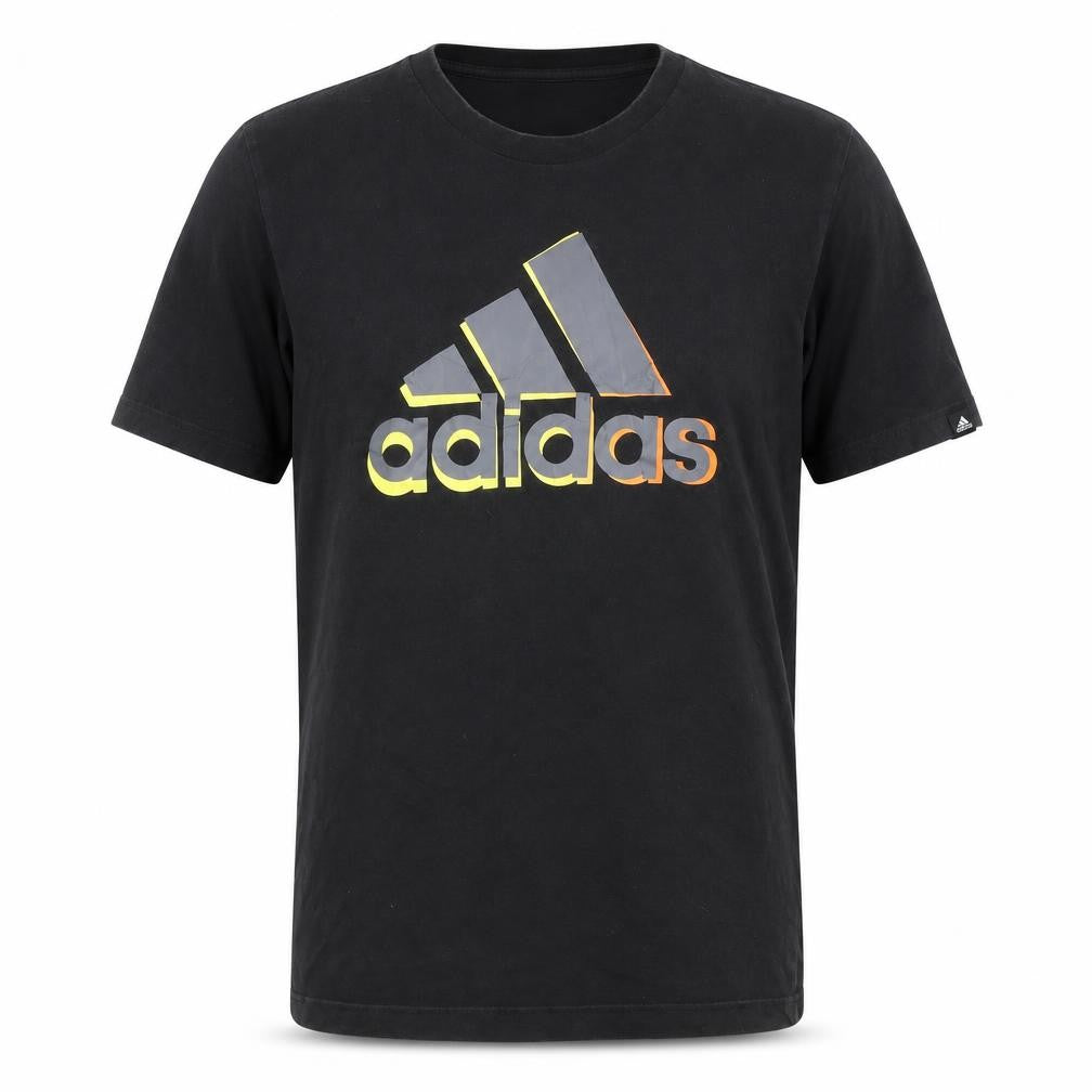 adidas Men's Black Cotton Sports Logo Crew Neck T-Shirt Size S