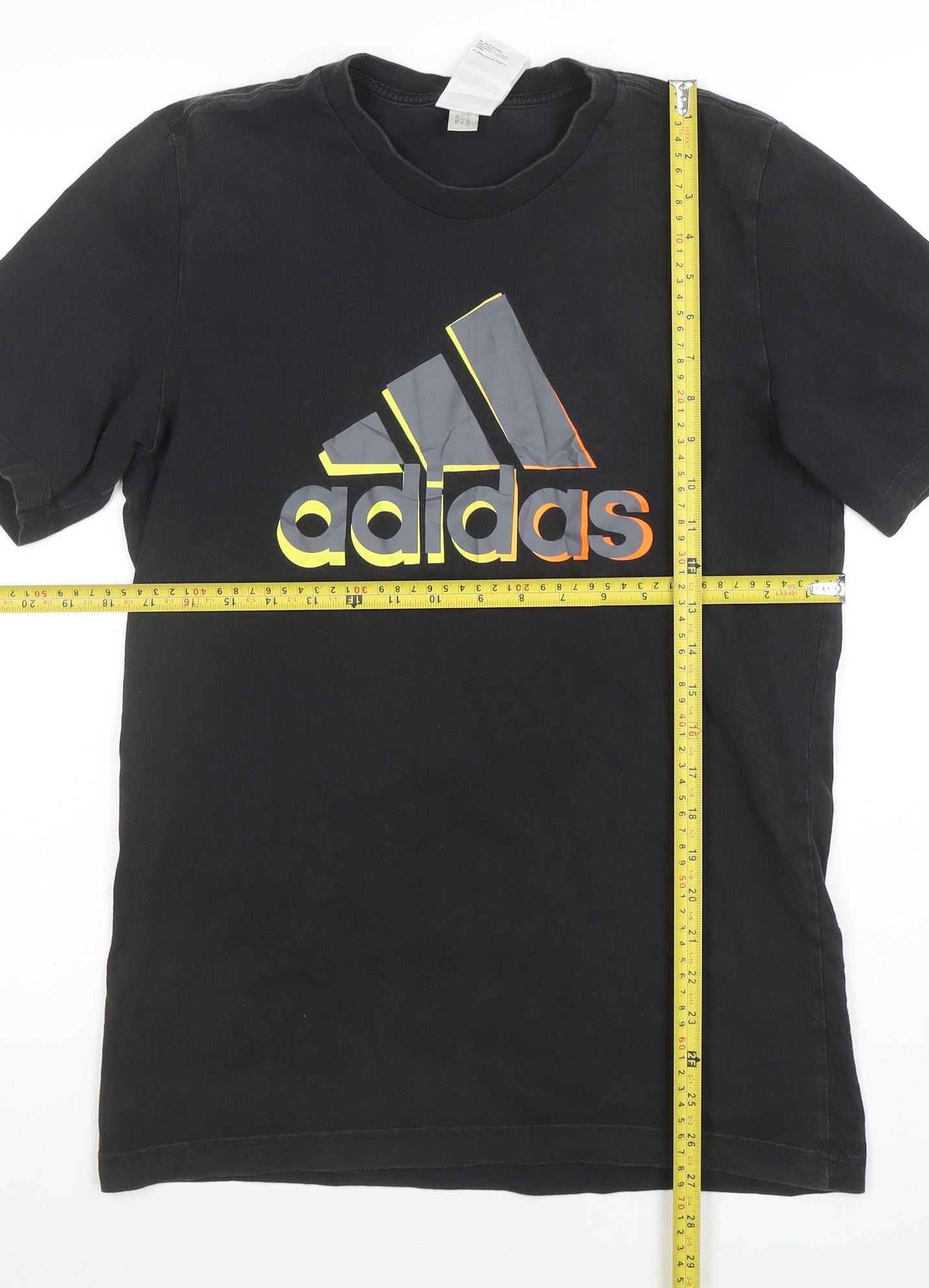 adidas Men's Black Cotton Sports Logo Crew Neck T-Shirt Size S