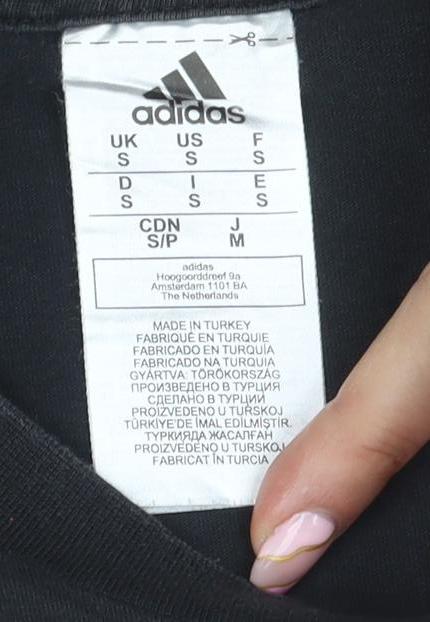 adidas Men's Black Cotton Sports Logo Crew Neck T-Shirt Size S