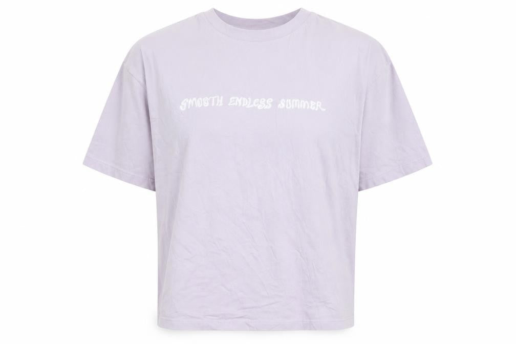 ZARA Womens Purple Cotton T-Shirt S Crew Neck Summer Top