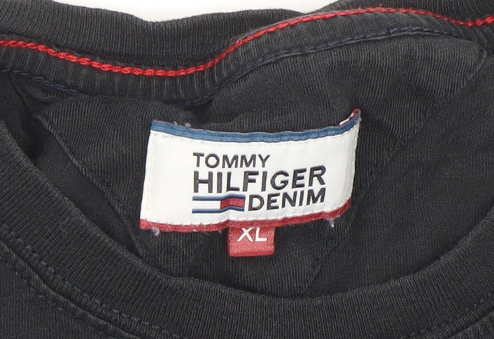 Tommy Hilfiger Denim Men's Black XL Crew Neck Cotton T-Shirt