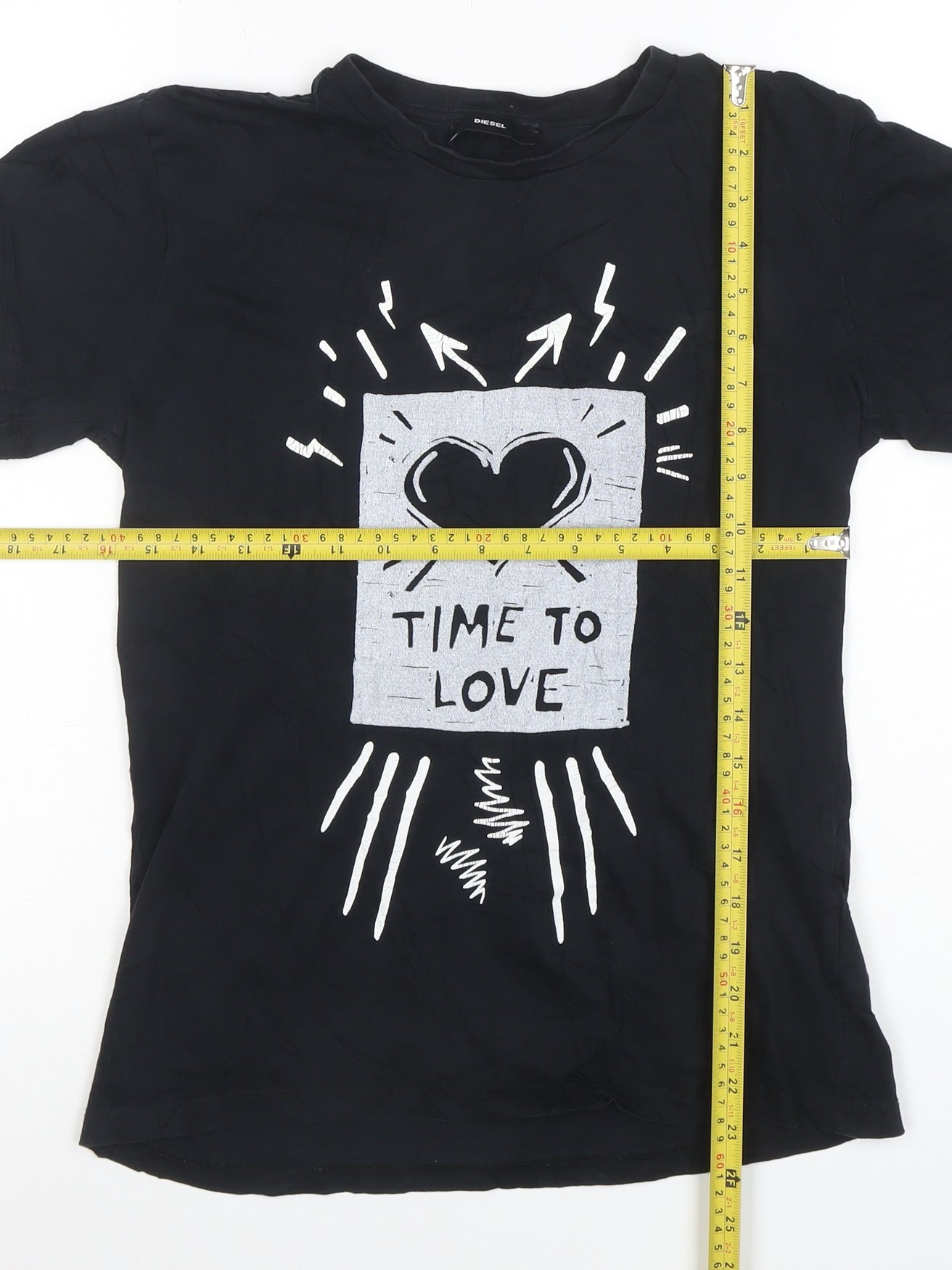 Diesel Men’s Black Short Sleeve Graphic Love T-Shirt Size S