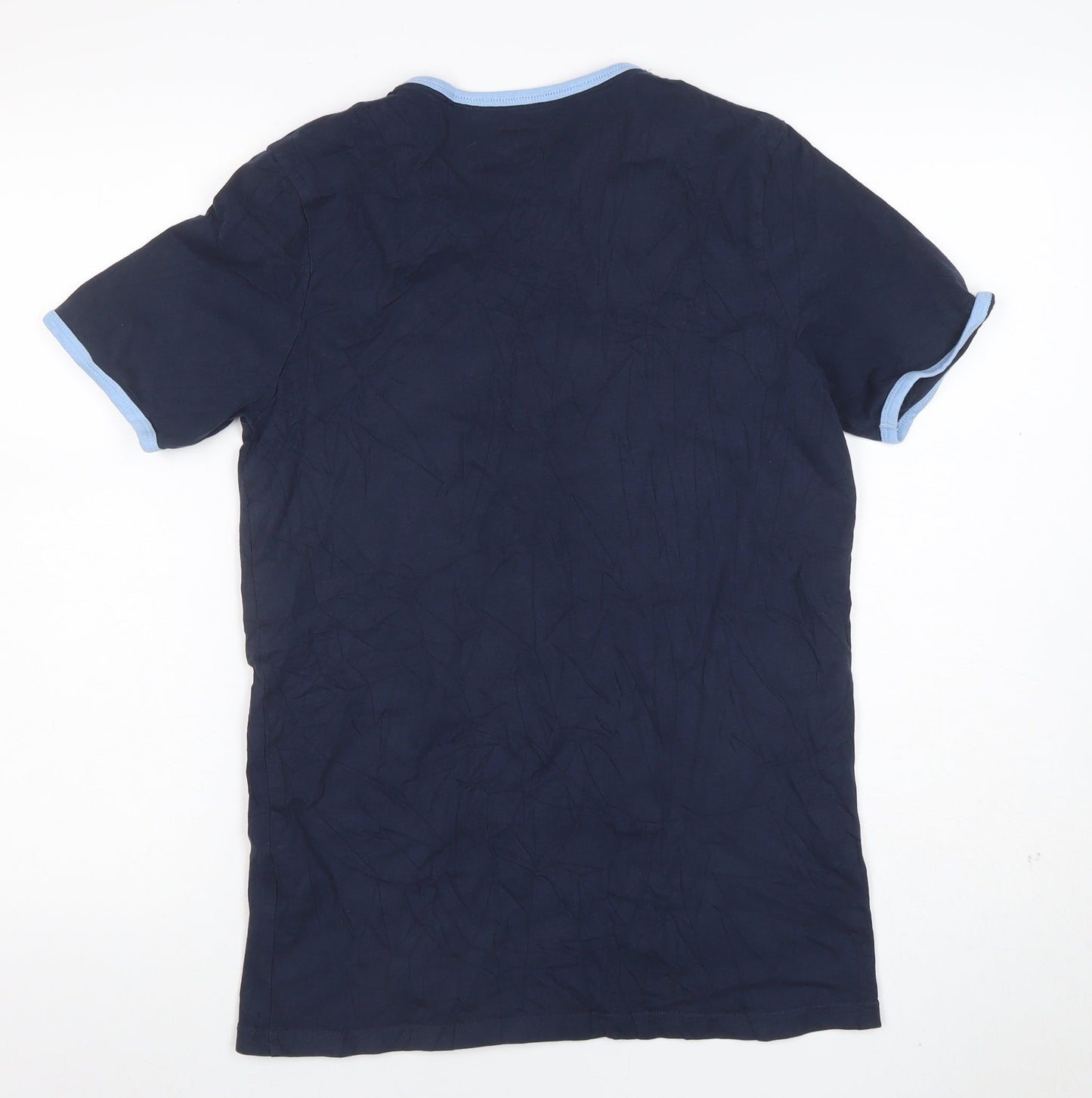 Fluid Mens Navy Blue Short Sleeve Crew Neck Cotton T-Shirt Size S