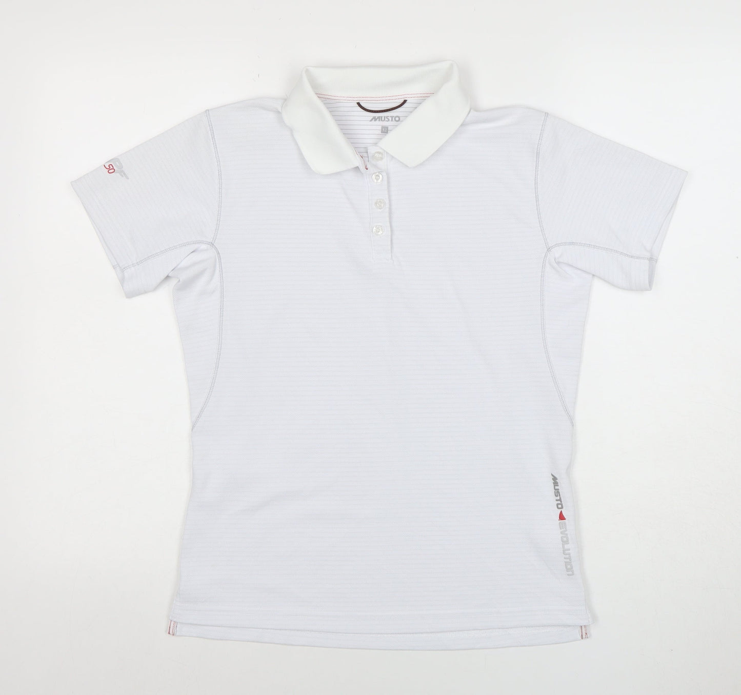 Musto Women's White Polo Shirt Size 12 Short Sleeve Lightweight