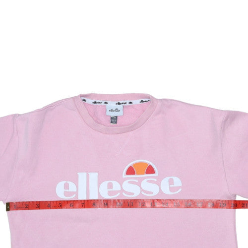 Ellesse Women Pink Cotton Blend Pullover Sweatshirt UK 10