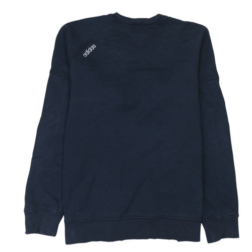 Adidas Men Blue Logo Pullover Sweatshirt Crew Neck Long Sleeve M
