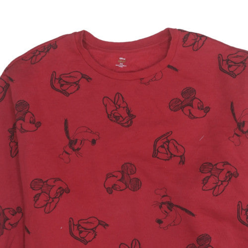 Disney Womens Red 3XL Pullover Sweatshirt with Mickey Print