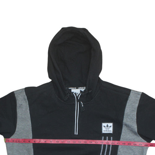 Adidas Mens Black XL 1/2 Zip Hooded Sweatshirt Fleece Hoodie