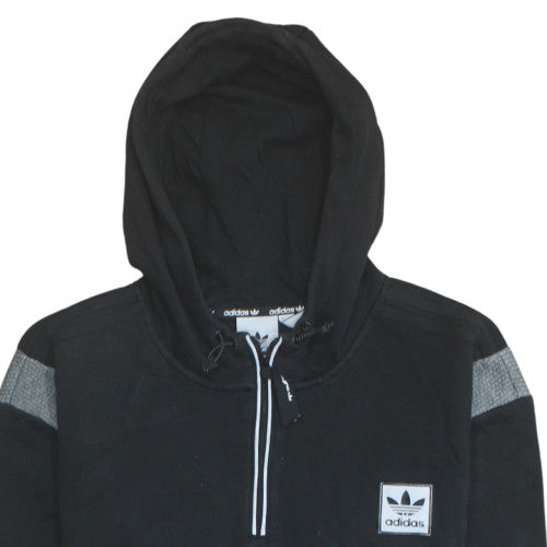 Adidas Mens Black XL 1/2 Zip Hooded Sweatshirt Fleece Hoodie