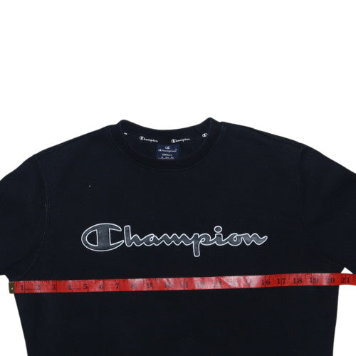 Champion Men's Black Small Crew Neck Pullover Logo Sweatshirt