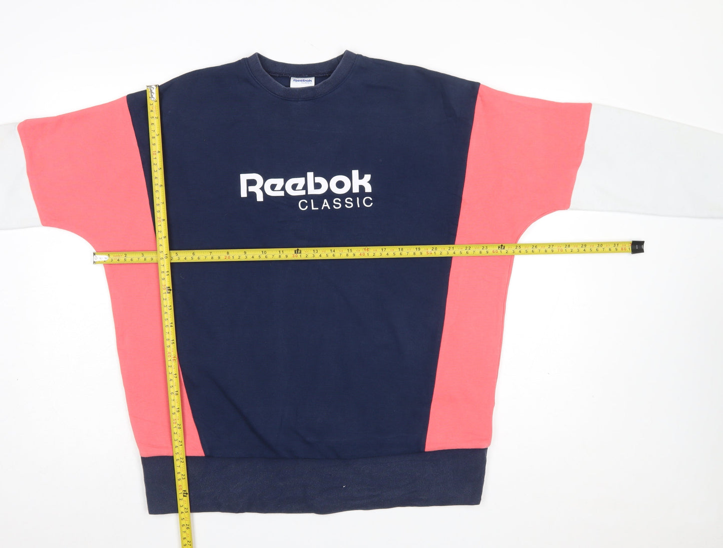 Reebok Classic Women's Navy Pink Colourblock Pullover Sweatshirt XS