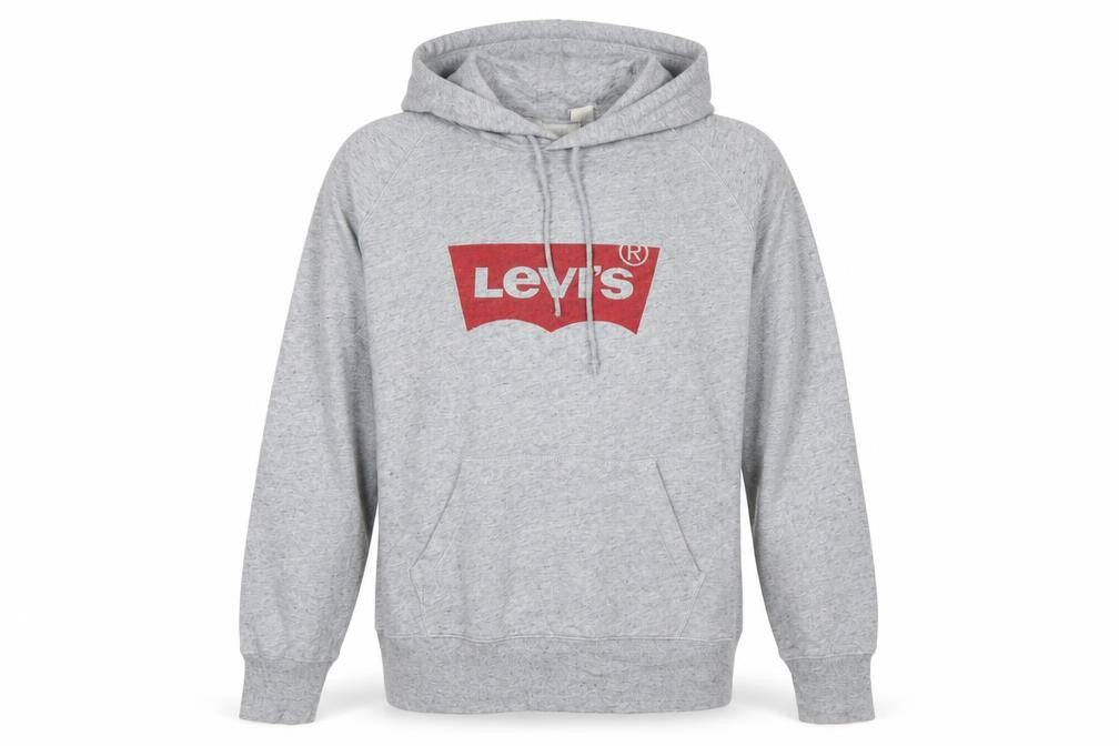 Levi's Men's Grey Pullover Hoodie Medium Logo Fleece Sweatshirt