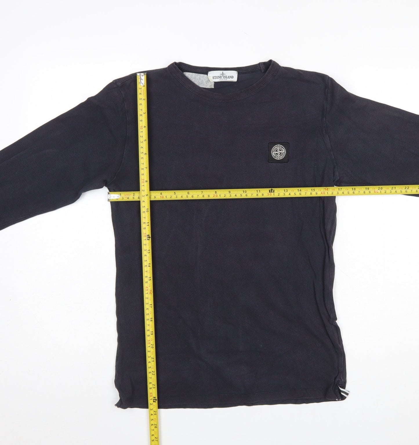Stone Island Junior Boys Black Long Sleeve Logo Cotton T-Shirt 14 Years