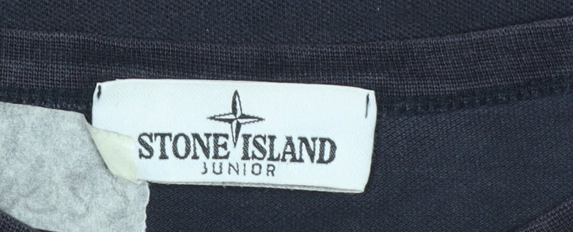Stone Island Junior Boys Black Long Sleeve Logo Cotton T-Shirt 14 Years