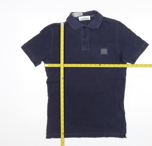 Stone Island Men's Blue Slim Fit Cotton Polo Shirt Size S