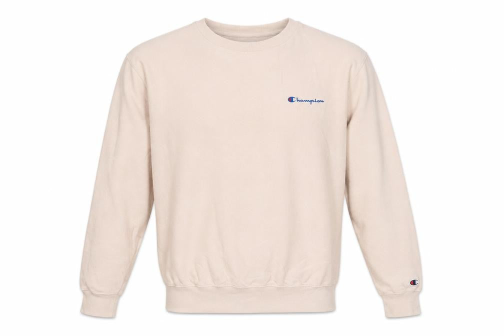 Champion Men's Beige Pullover Sweatshirt Small Cotton Crew Neck