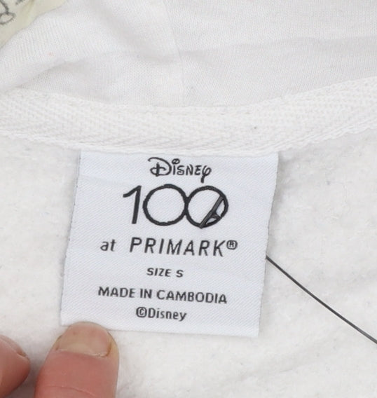 Disney 100 at Primark White Hoodie Womens Small Graphic Pullover