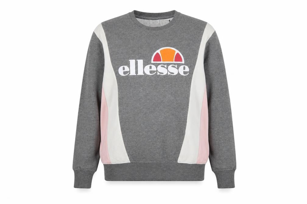 Ellesse Womens Grey Colourblock Sweatshirt UK 10 Pullover Logo Crew Neck