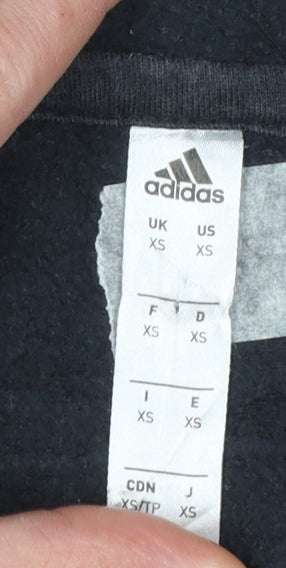 Adidas Men's Black XS Pullover Hoodie with Logo and Pockets