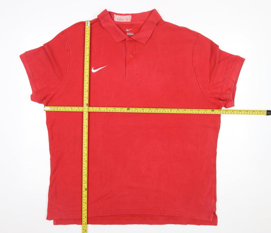 Nike Men's Red Cotton Polo Shirt XL Classic Fit Logo Design