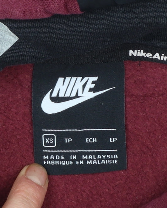Nike Air Men's Burgundy Hoodie XS Pullover Fleece Logo Sweatshirt