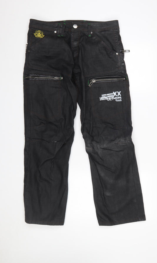 Ultramagnetic Men's Black Straight Fit Denim Jeans Size 32