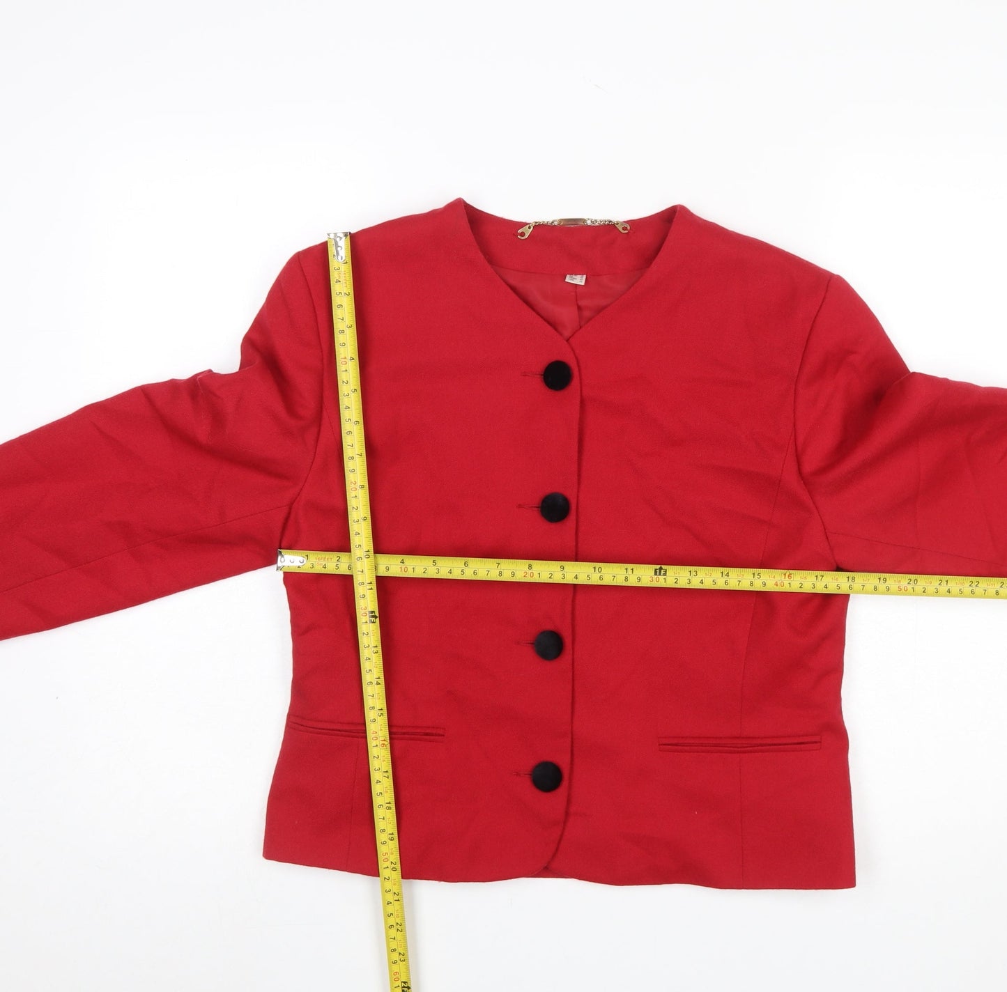 First Avenue Women's Red Wool Blazer Jacket Size 12 Classic Workwear