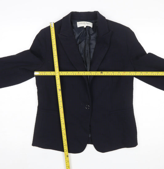 Gerard Darel Women's Navy Classic Blazer Size 10 Single-Breasted Linen Blend