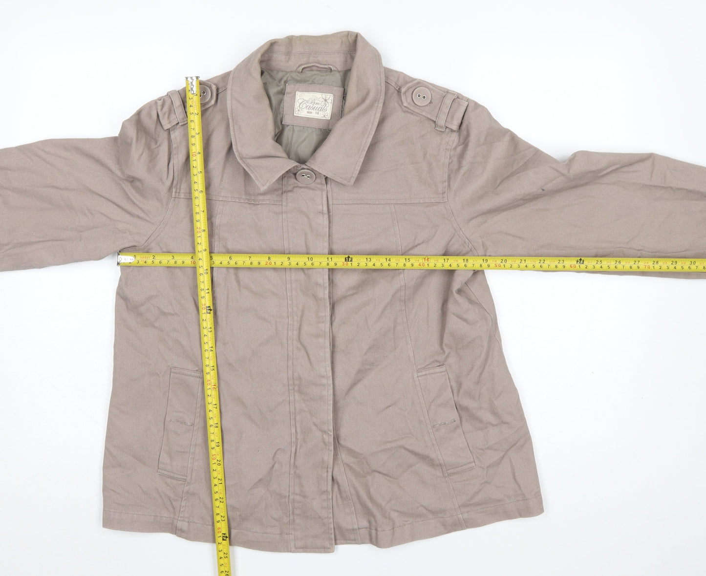 Bm Casuals Women’s Beige Cotton Mid-Length Jacket Size 14