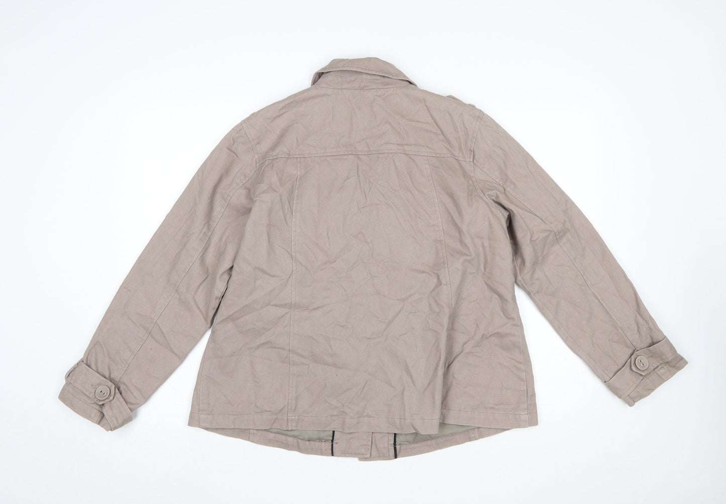 Bm Casuals Women’s Beige Cotton Mid-Length Jacket Size 14