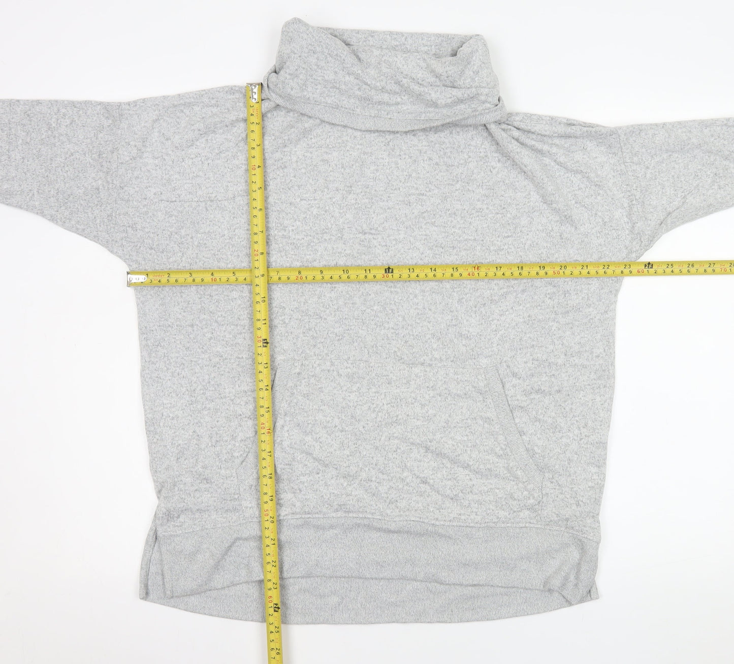 Oysho Women Grey Pullover Cowl Neck Sweatshirt Size S Viscose Blend