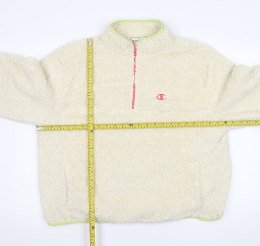 Champion Elite Womens Beige Fleece 1/4 Zip Pullover Hoodie XL