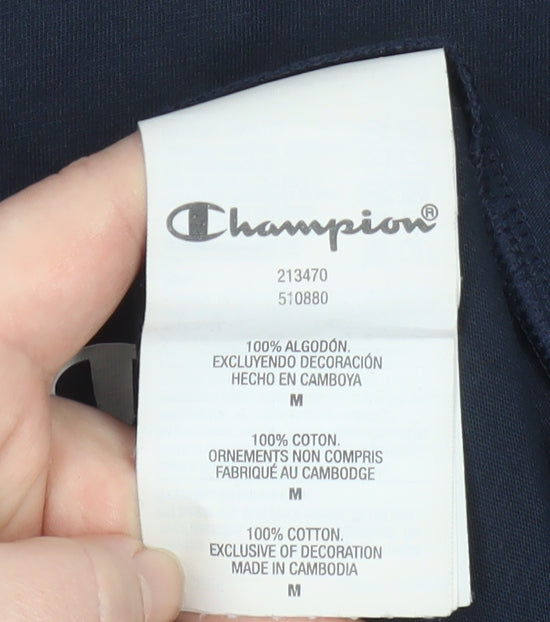 Champion Men's Blue Long Sleeve Crew Neck Cotton Top M
