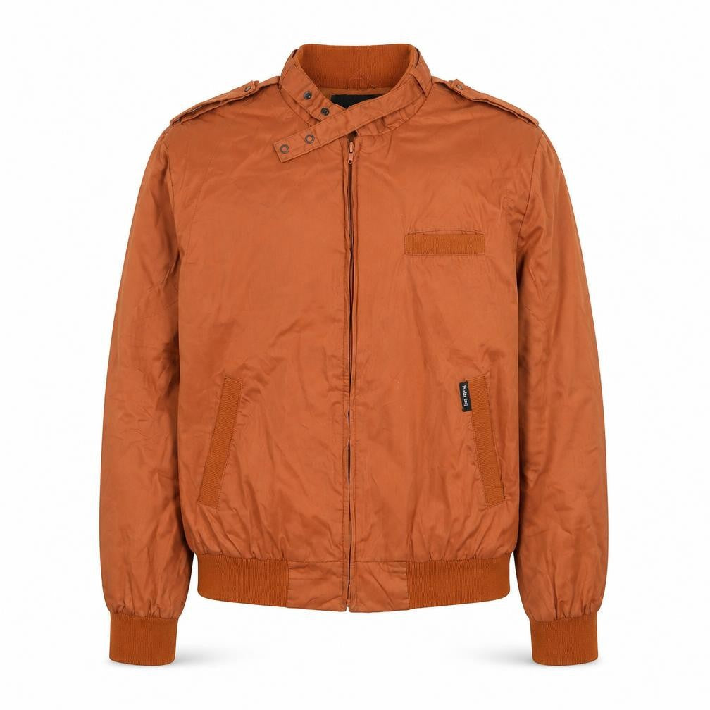 Trader Bay Men's Brown L Bomber Jacket Cotton Blend Zip Casual