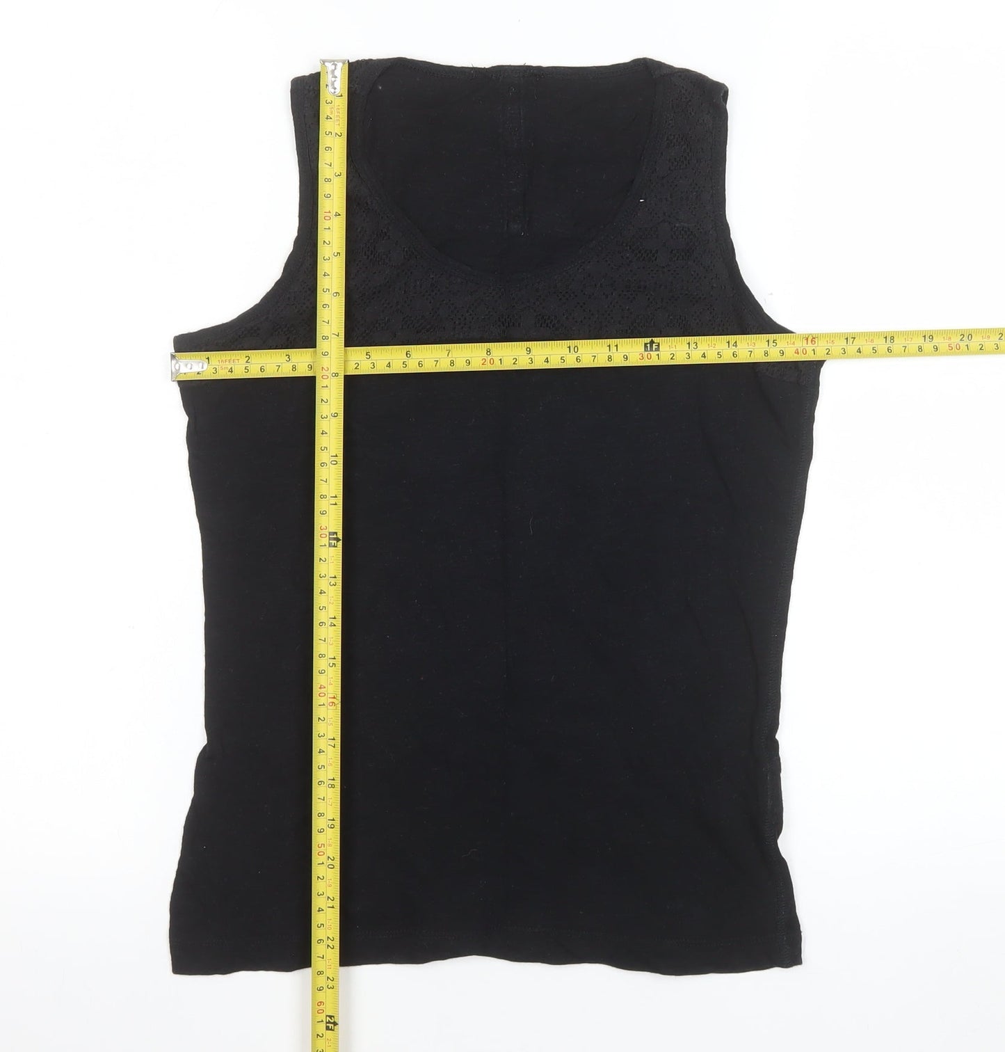 Marks and Spencer Women’s Black Lace Detail Cotton Tank Top Size 8