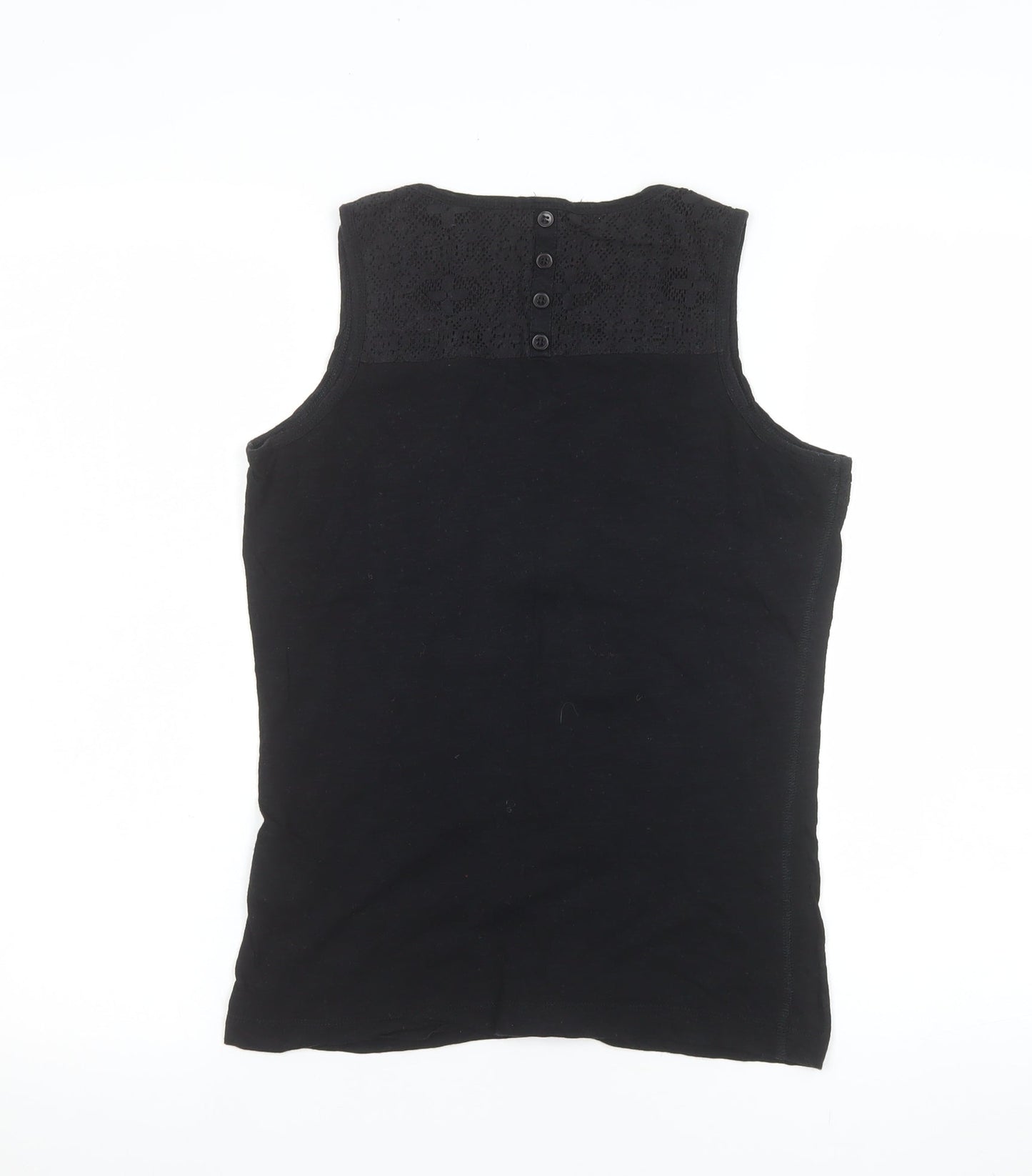 Marks and Spencer Women’s Black Lace Detail Cotton Tank Top Size 8