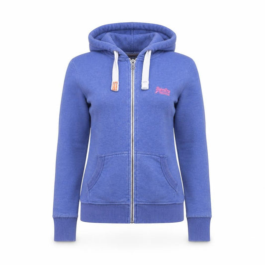 Superdry Women Blue Hooded Full Zip Jacket Size M