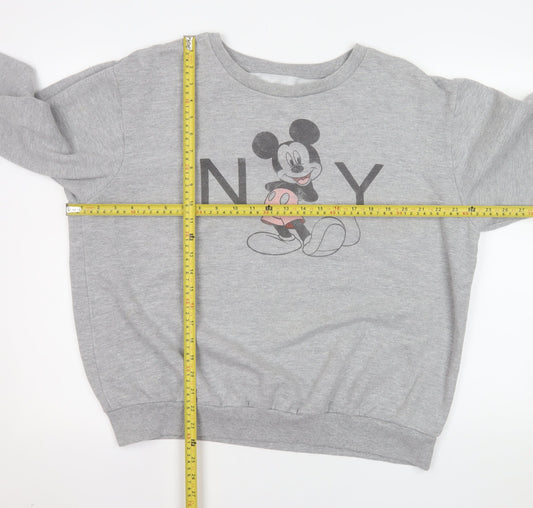 Disney Women Grey Mickey Mouse Pullover Sweatshirt Size 14 XL