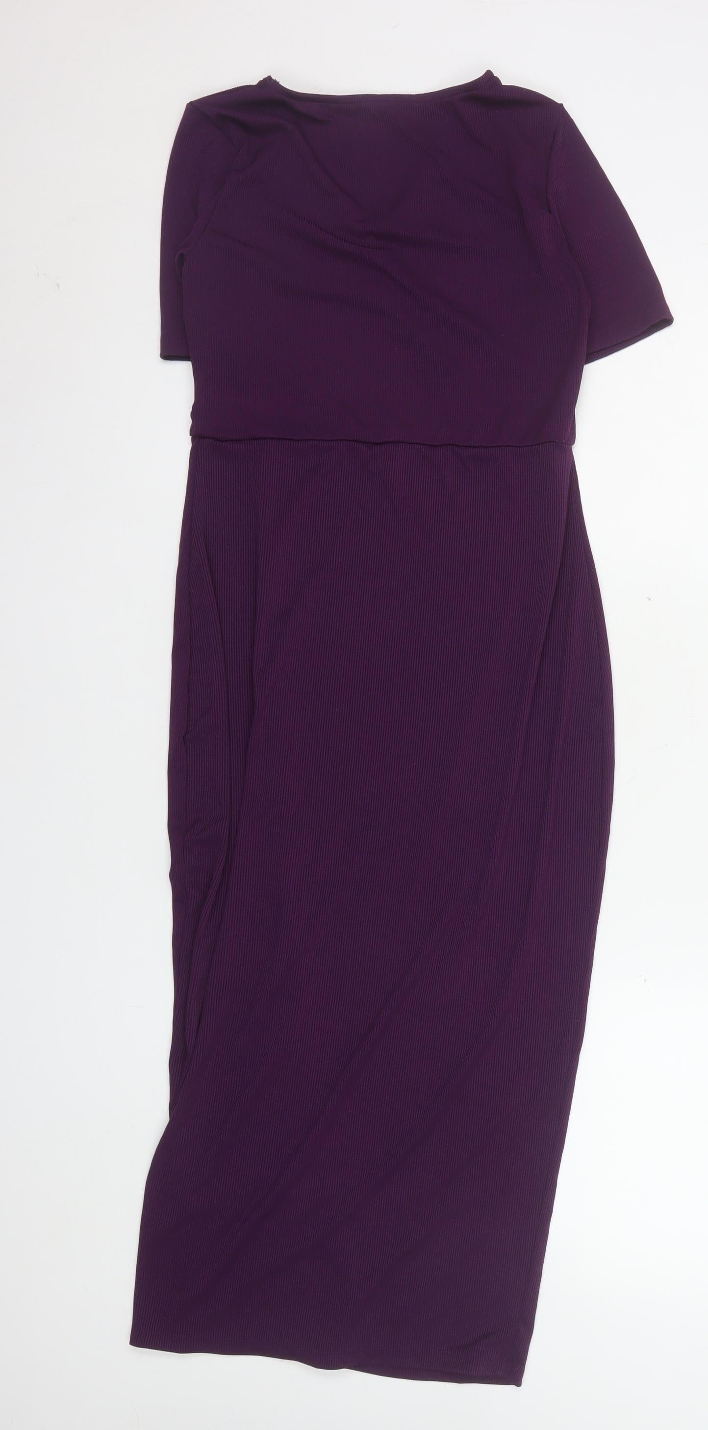 Ginger Women's Purple Midi Bodycon Dress Size M Short Sleeve