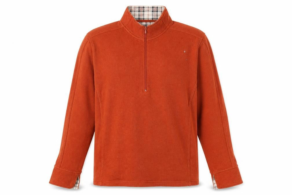 Orvis Men's Orange Cotton 1/4 Zip Pullover Sweatshirt L