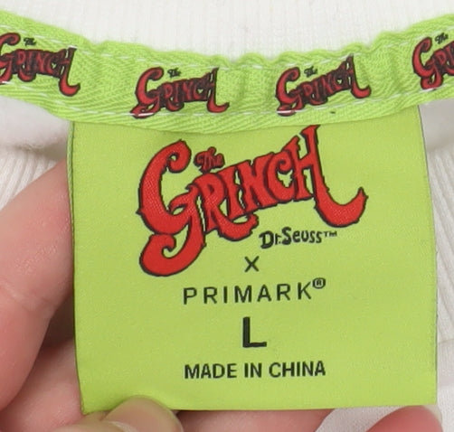 Primark x Dr. Seuss Women's White The Grinch Pullover Sweatshirt L