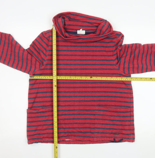 Line 7 Women's Red and Navy Striped Cowl Neck Pullover Sweatshirt L
