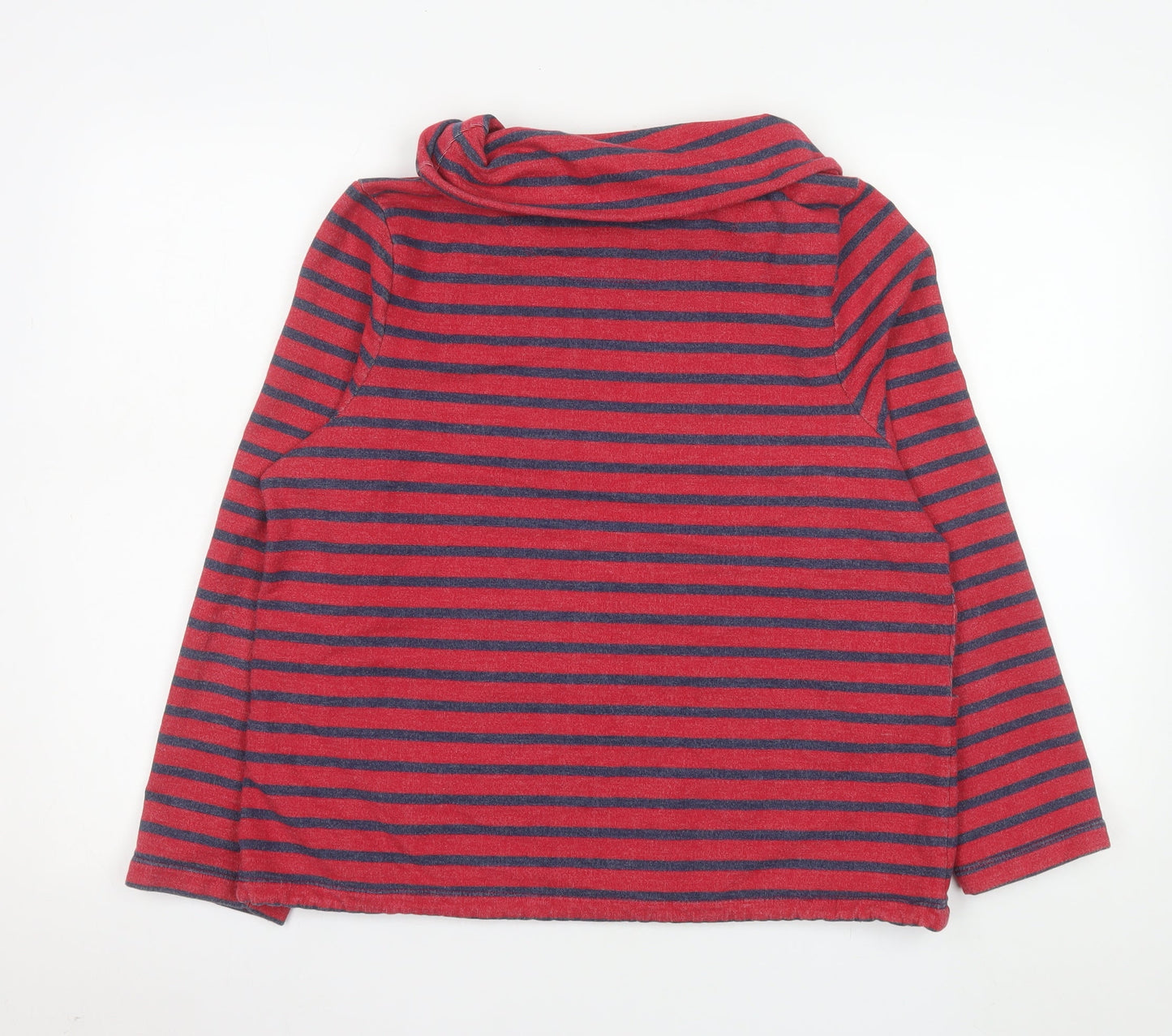 Line 7 Women's Red and Navy Striped Cowl Neck Pullover Sweatshirt L